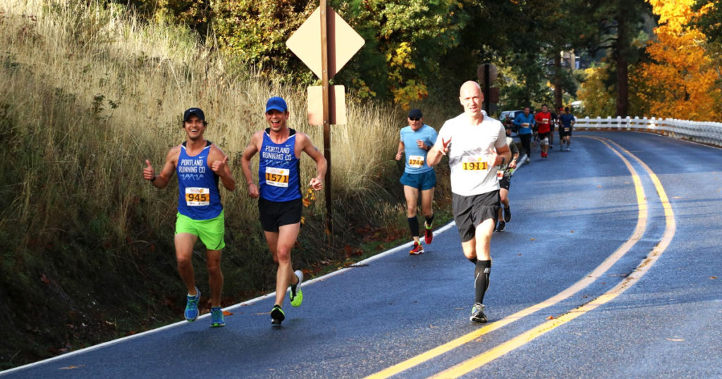 Mark Remy and Nathan Freeburg running